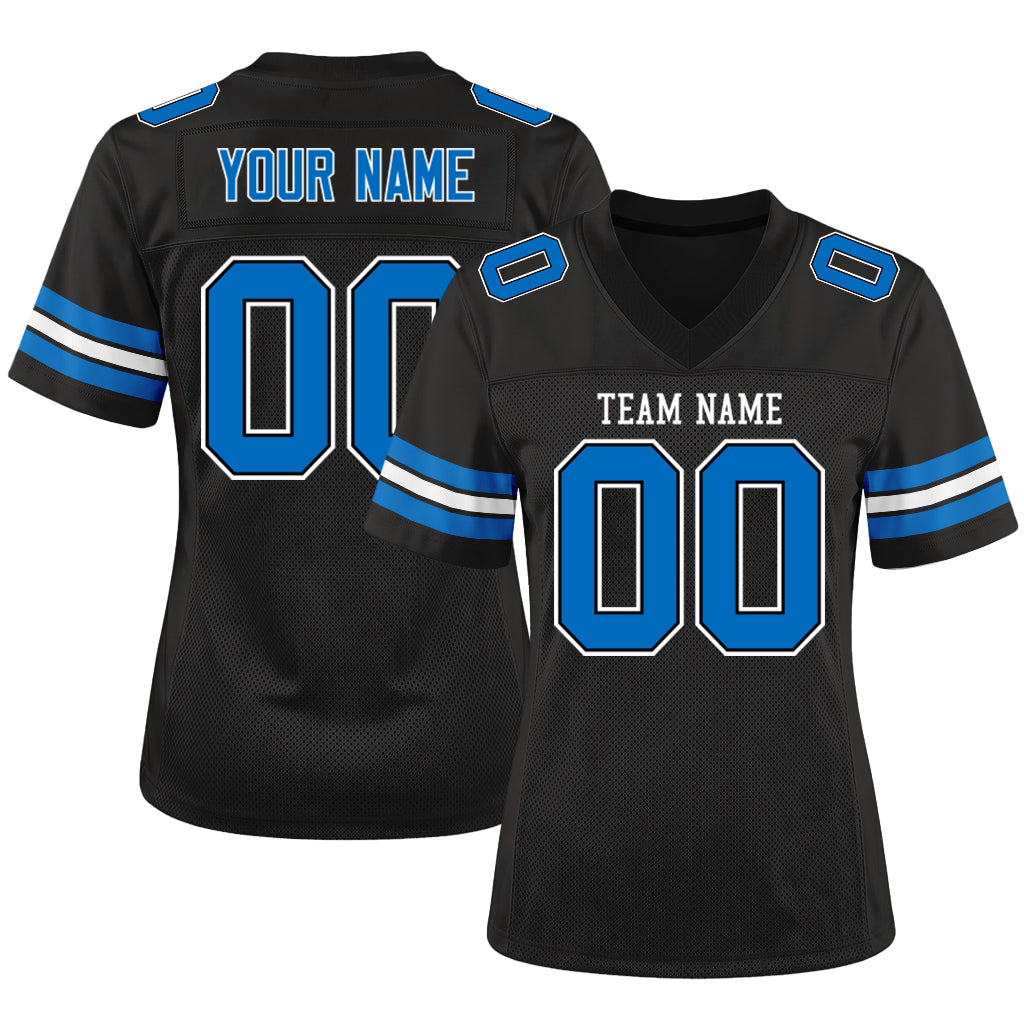 Custom Black Panther Blue-White Custom Name Mesh Football Jersey