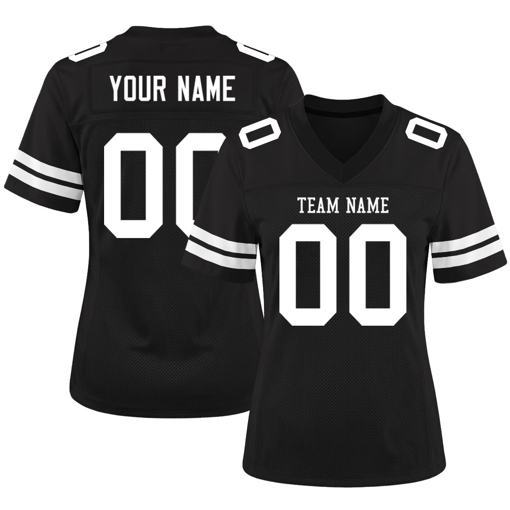 Custom Black White Mesh Football Jersey
