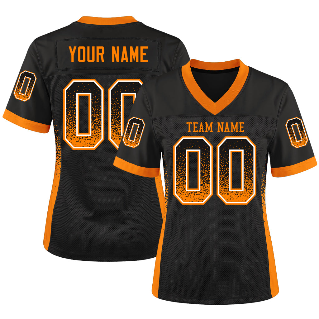 Custom Black Bay Orange-White Mesh Drift Fashion Mesh Football Jersey