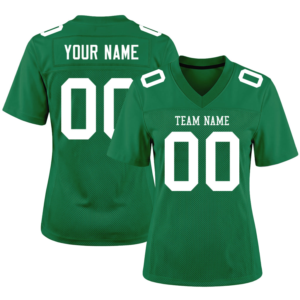 Custom Kelly Green White Mesh Football Jersey
