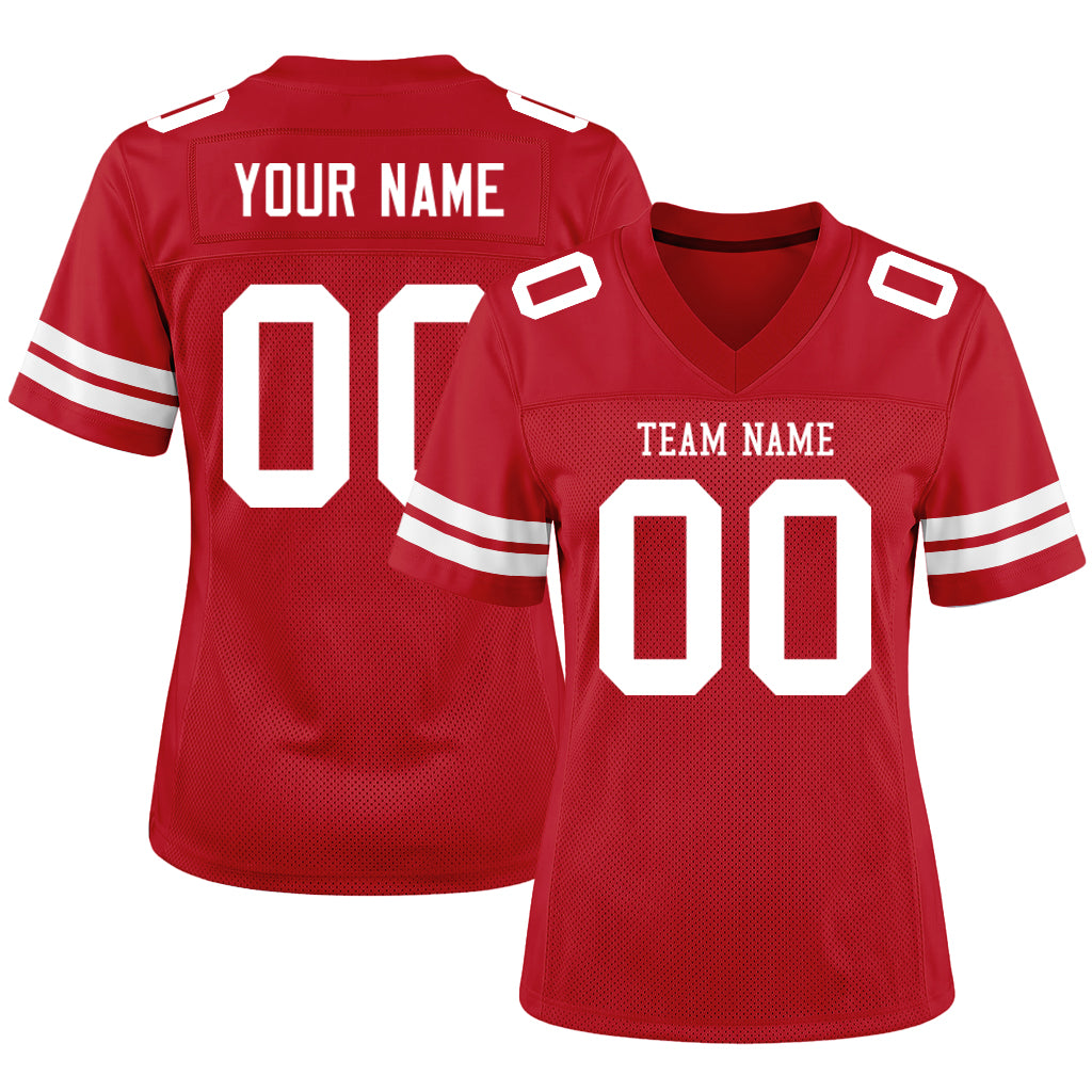 Custom Red White Custom Name Football Jerseys For Men & Women