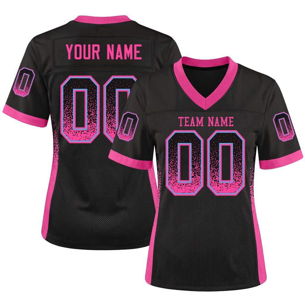 Custom Black Pink-Light Blue Mesh Drift Fashion Mesh Football Jersey