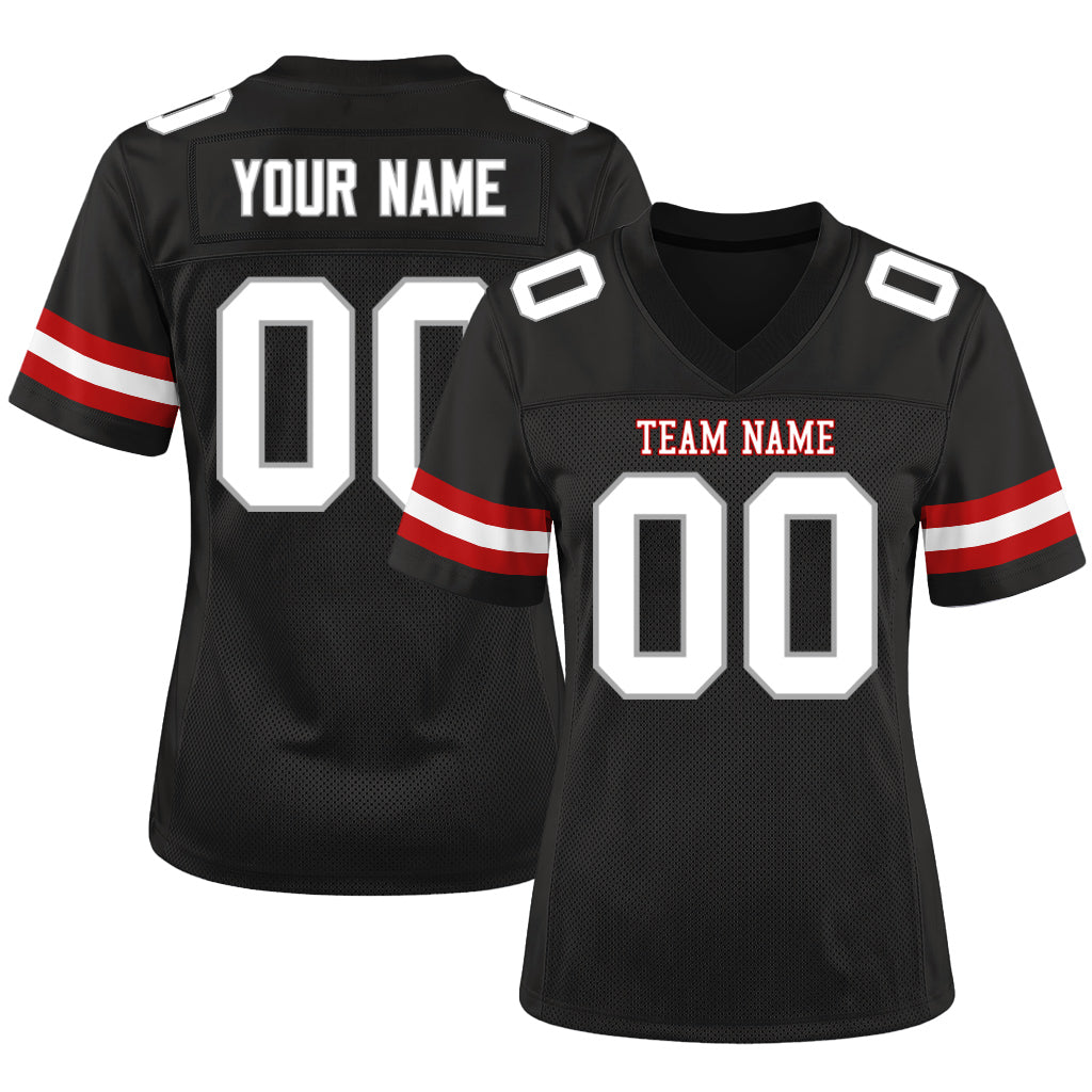 Custom Black White-Gray Custom Name Mesh Football Jersey
