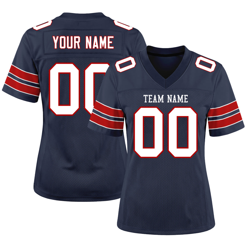 Navy White-Red Custom Football Jerseys For Men & Women