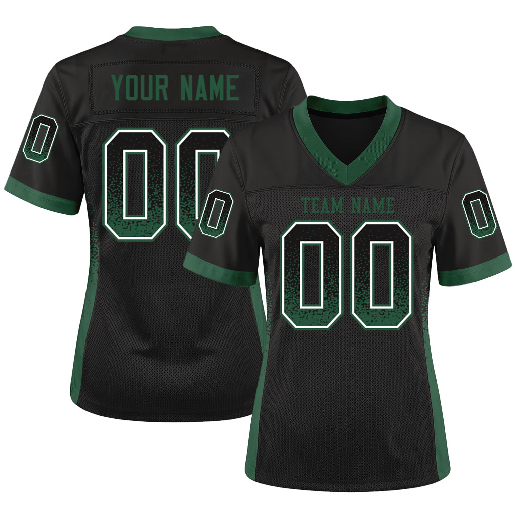 Custom Black Gotham Green-White Drift Fashion Custom Name Mesh Football Jersey