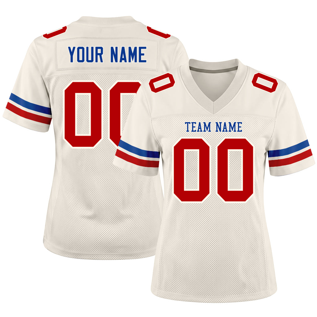Custom Cream Red-Royal Football Jersey
