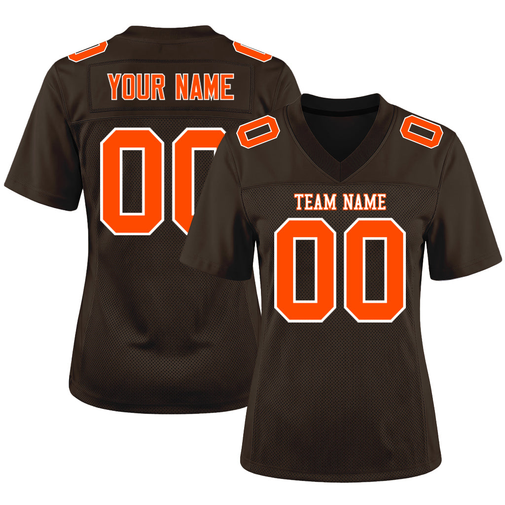 Custom Brown Orange-White Football Jersey