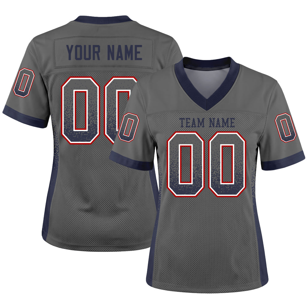 Custom Gray Navy-Red Drift Fashion Mesh Football Jersey