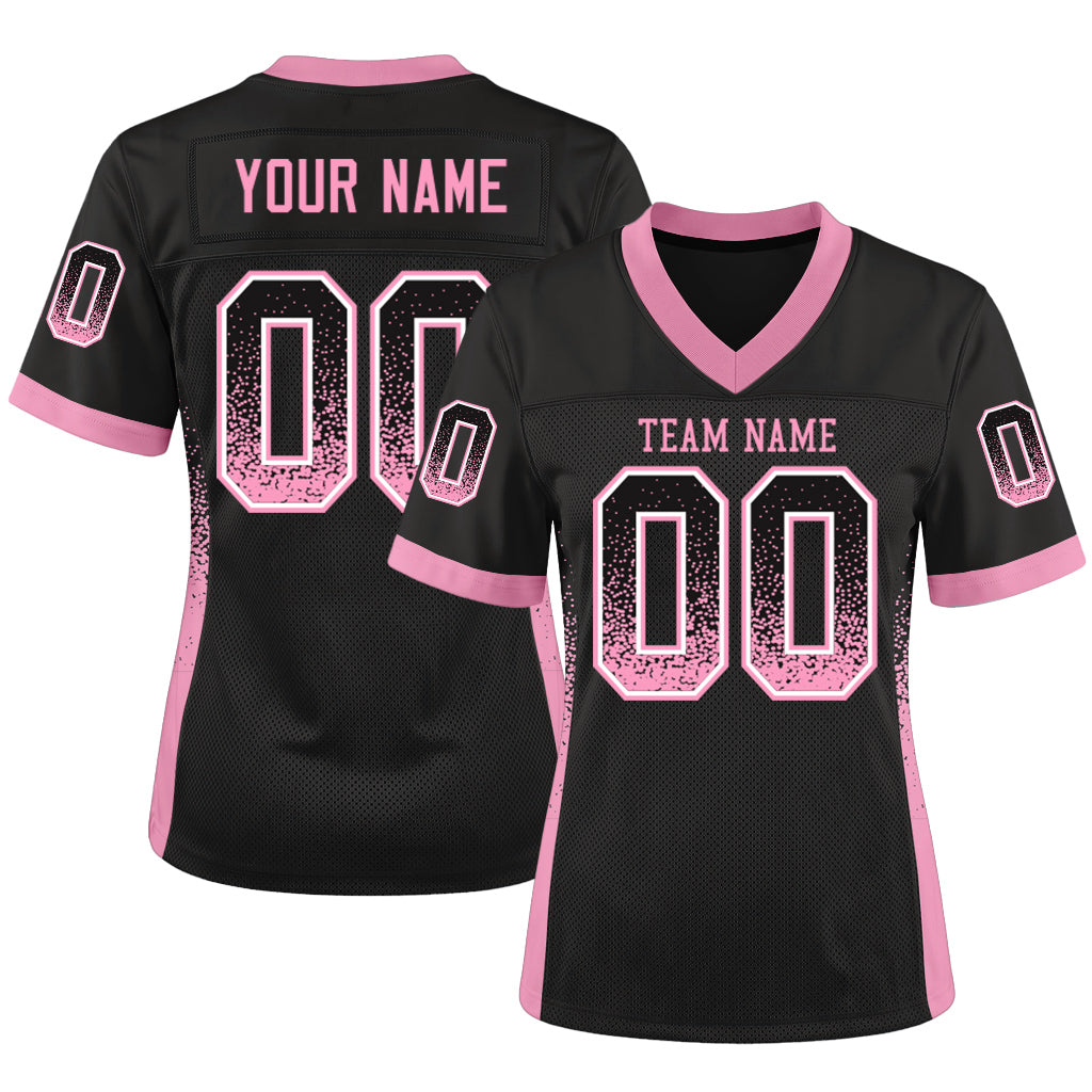 Custom Black Light Pink-White Mesh Drift Fashion Mesh Football Jersey