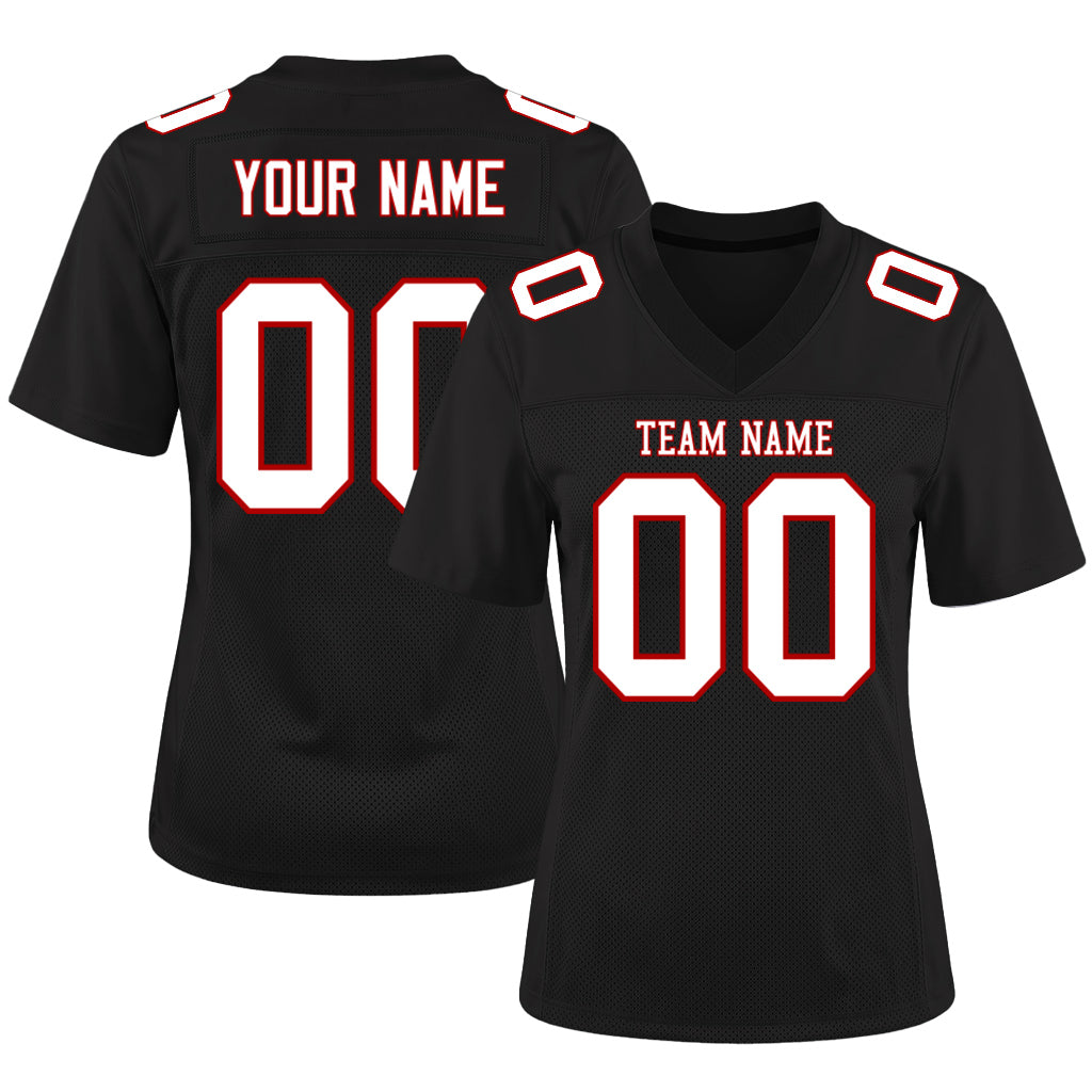 Custom Black White-Red Mesh Football Jersey