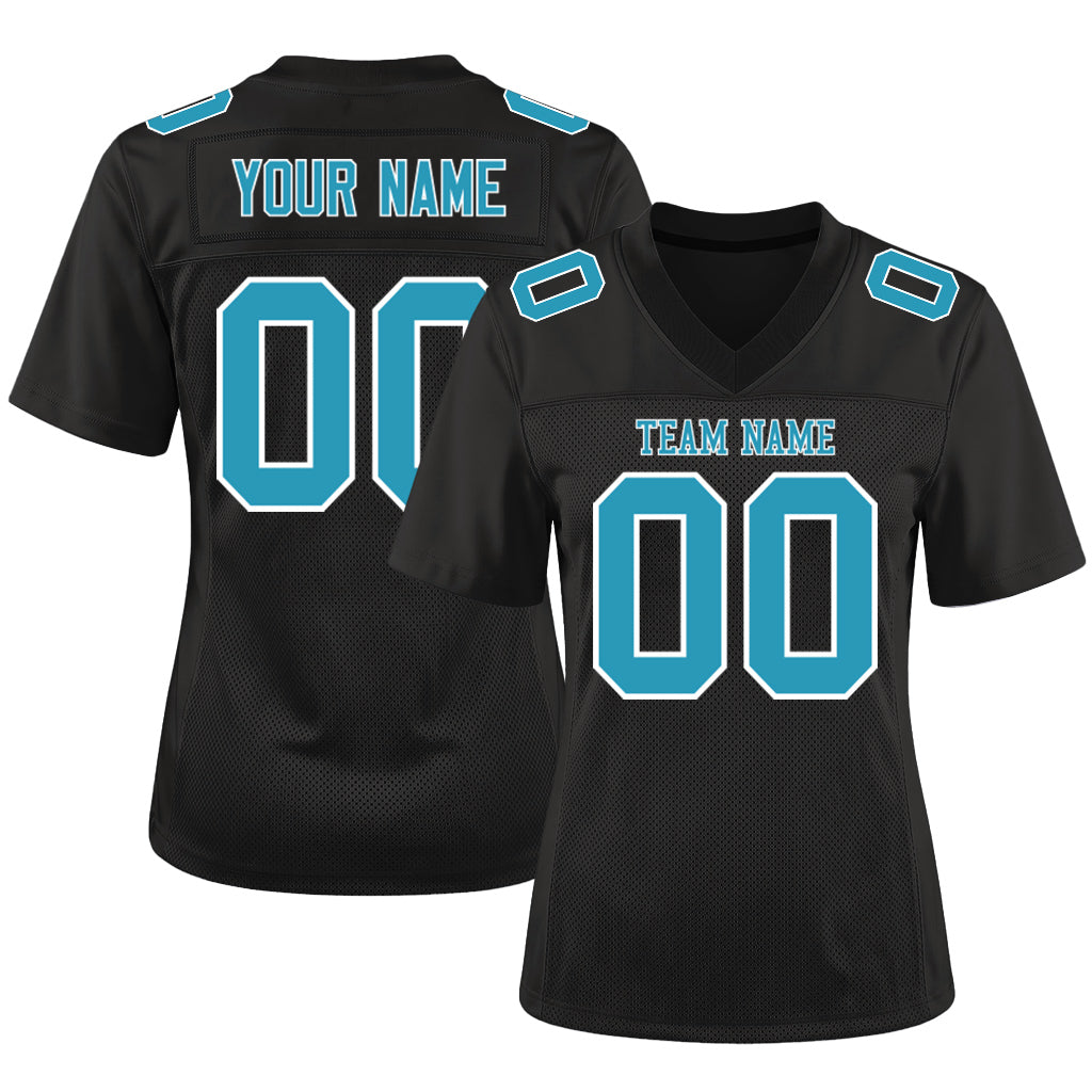 Custom Black Panther Blue-White Custom Name Mesh Football Jersey