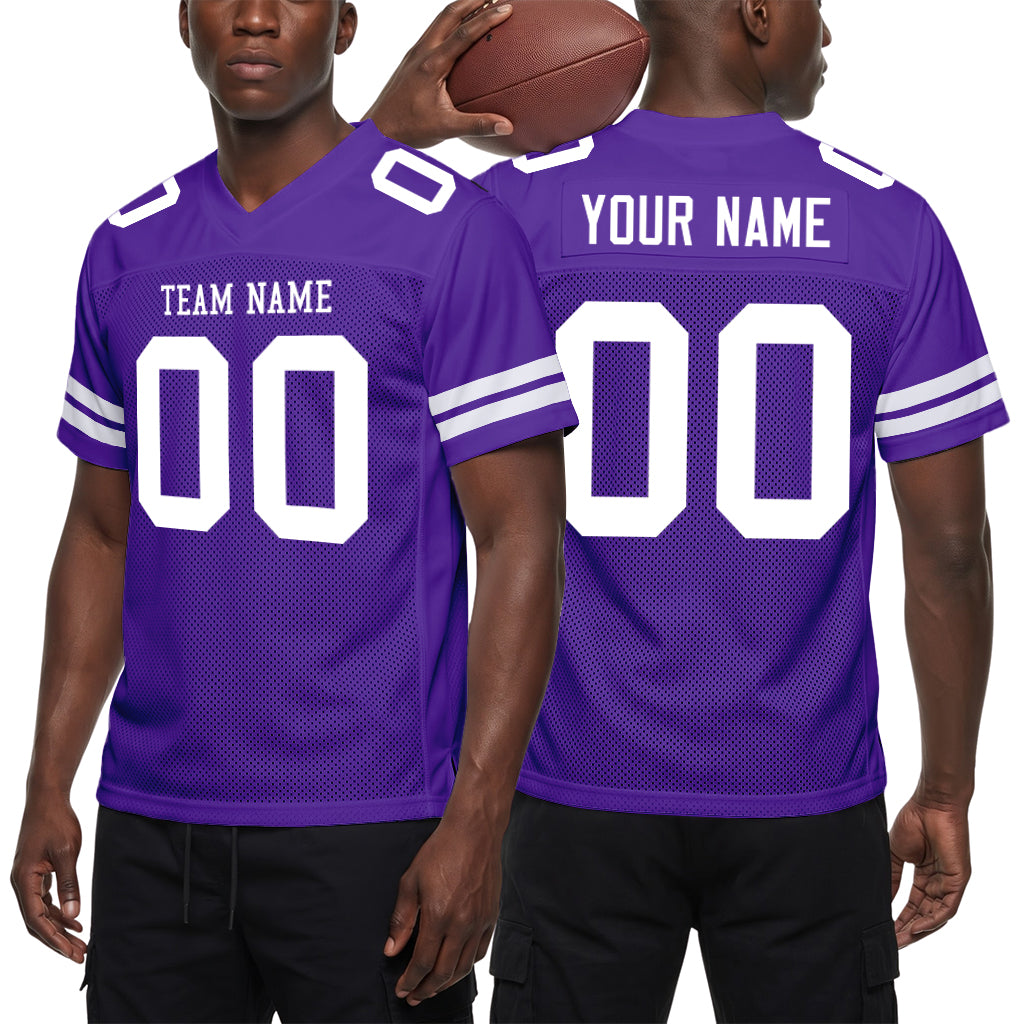 Custom Purple White Mesh Football Jersey