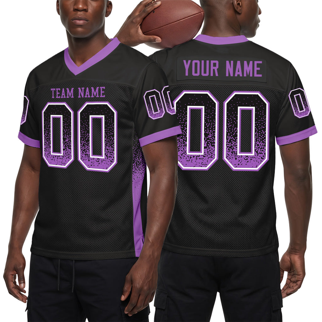 Custom Black Medium Purple-White Mesh Drift Fashion Mesh Football Jersey