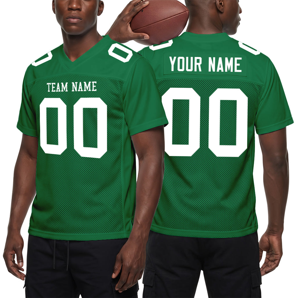 Custom Kelly Green White Mesh Football Jersey