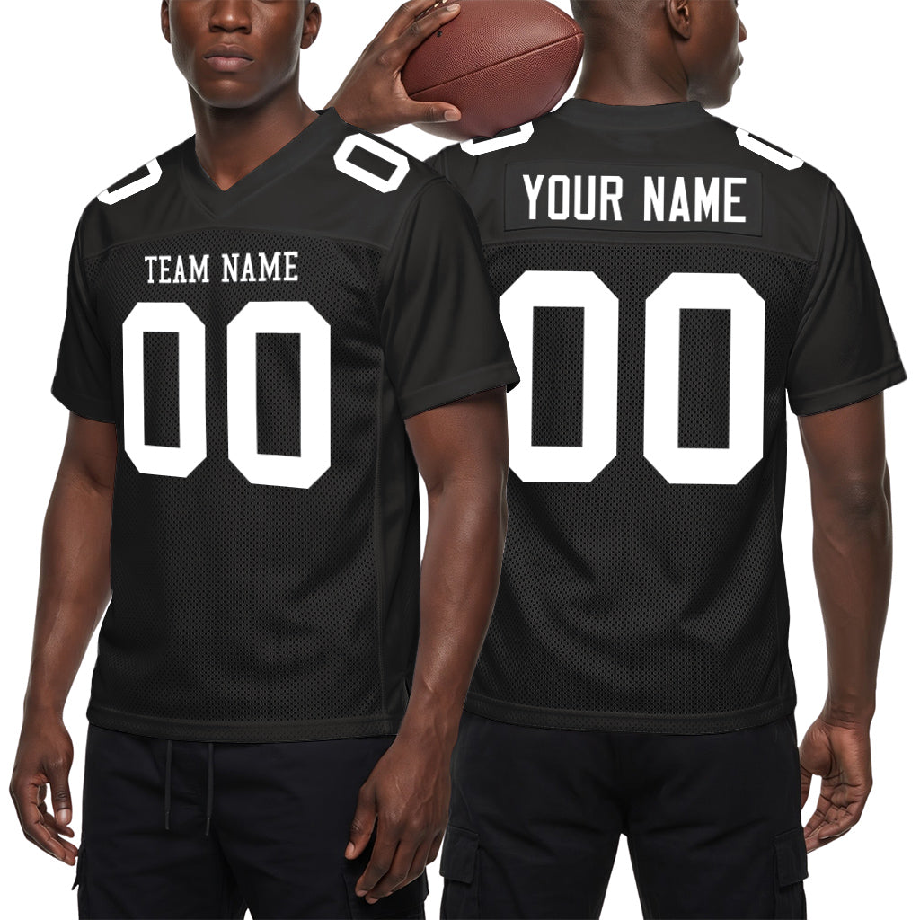 Custom Black White Custom Name Mesh Football Jersey