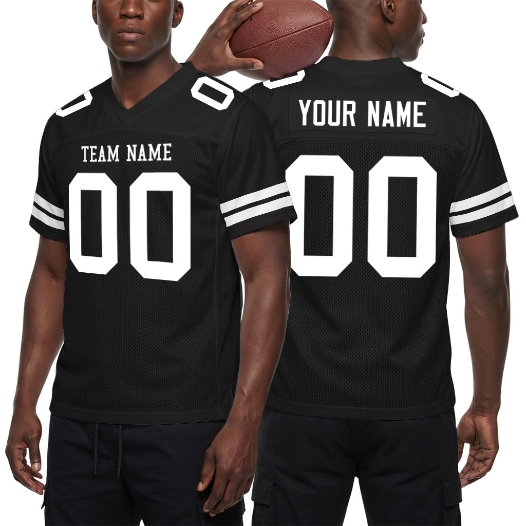 Custom Black White Mesh Football Jersey
