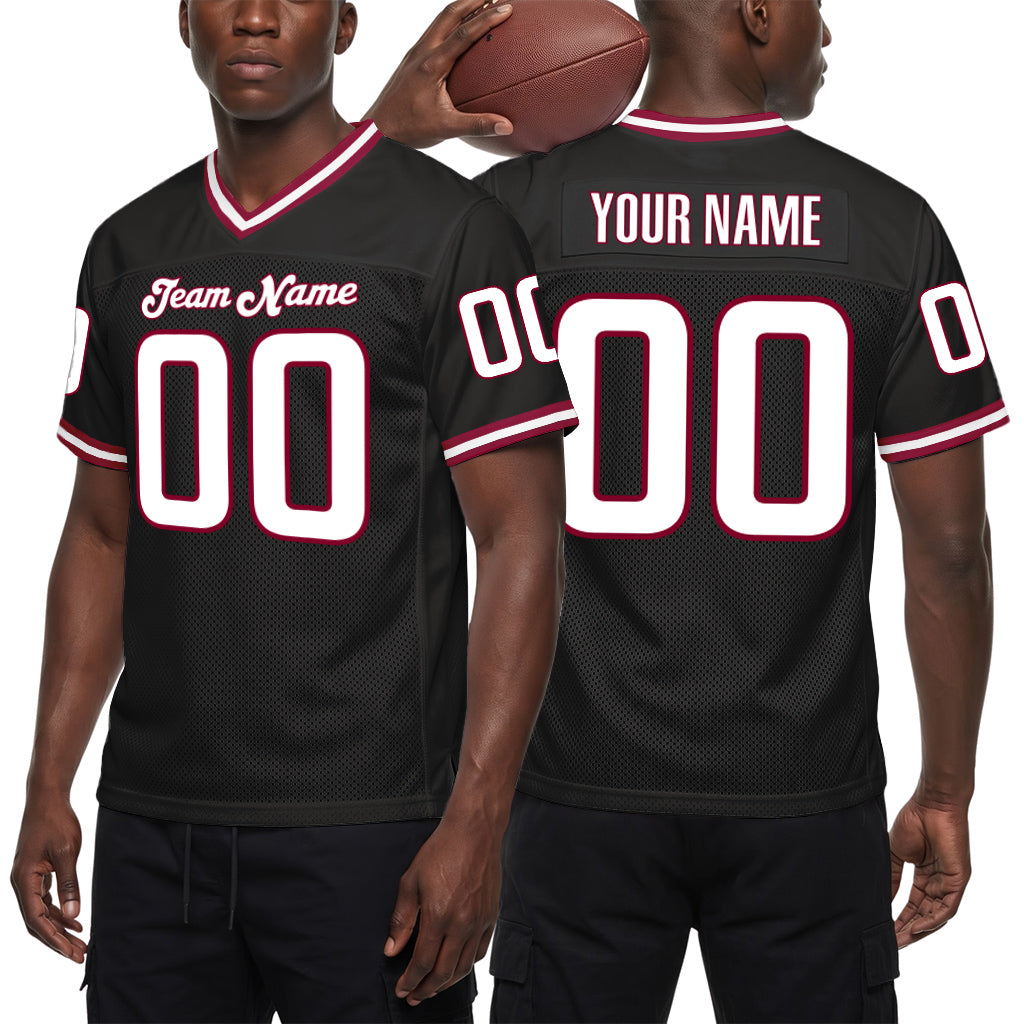 Custom Black White-Cardinal Throwback Custom Name Mesh Football Jersey