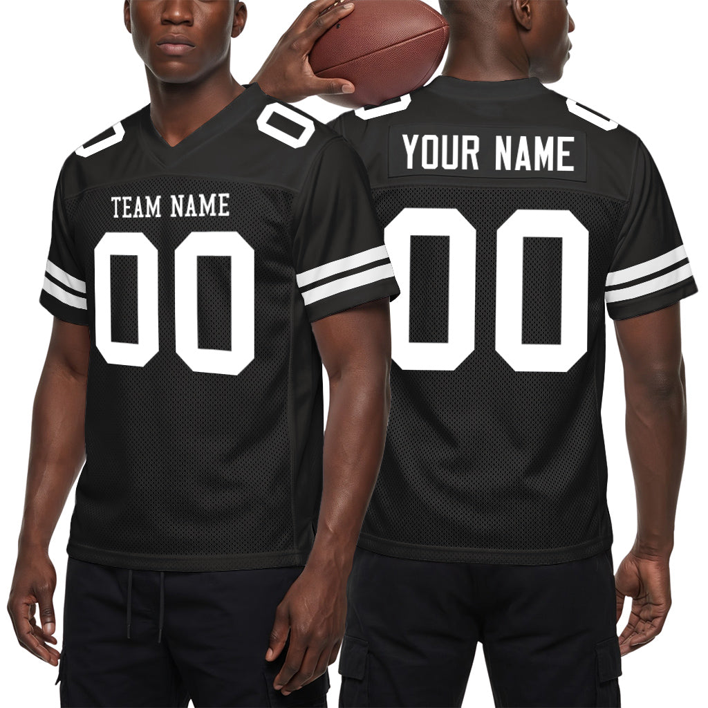 Custom Black White Custom Name Mesh Football Jersey