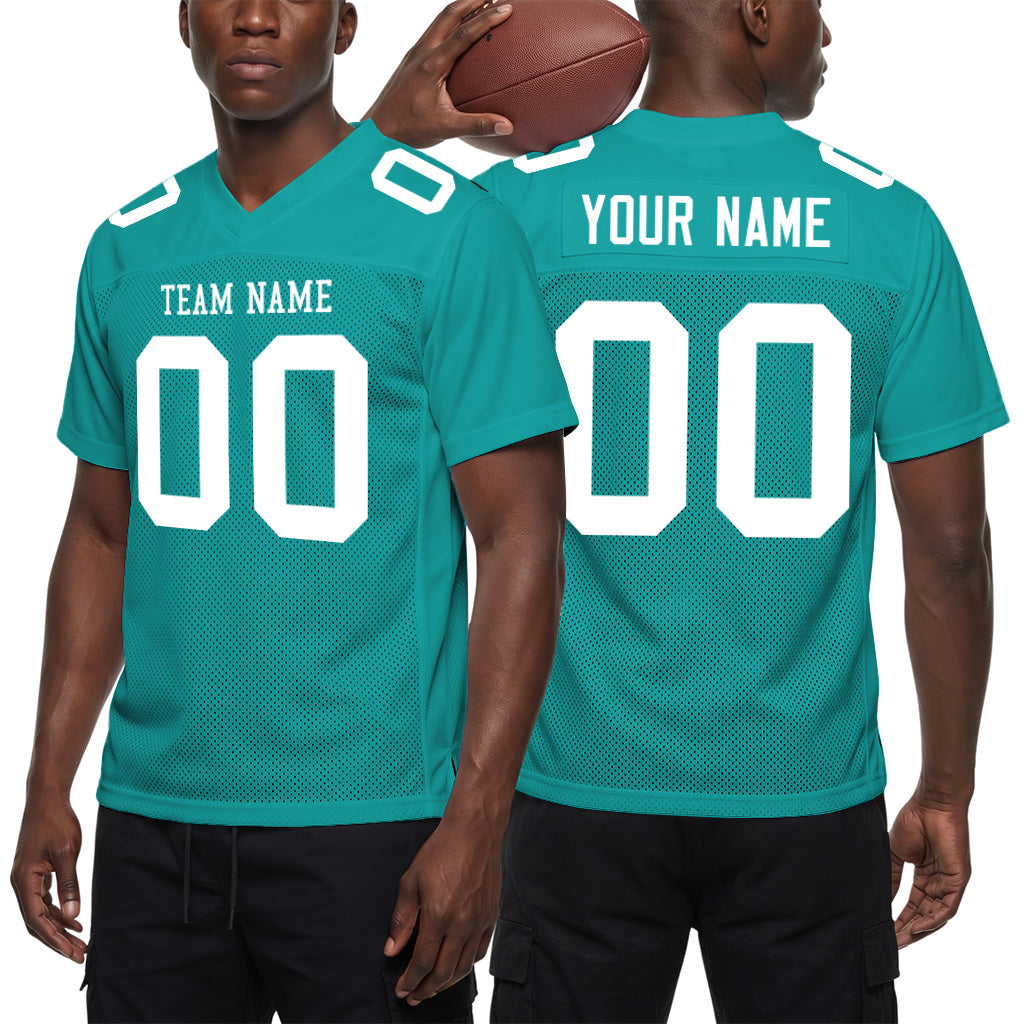 Custom Aqua White Mesh Football Jersey