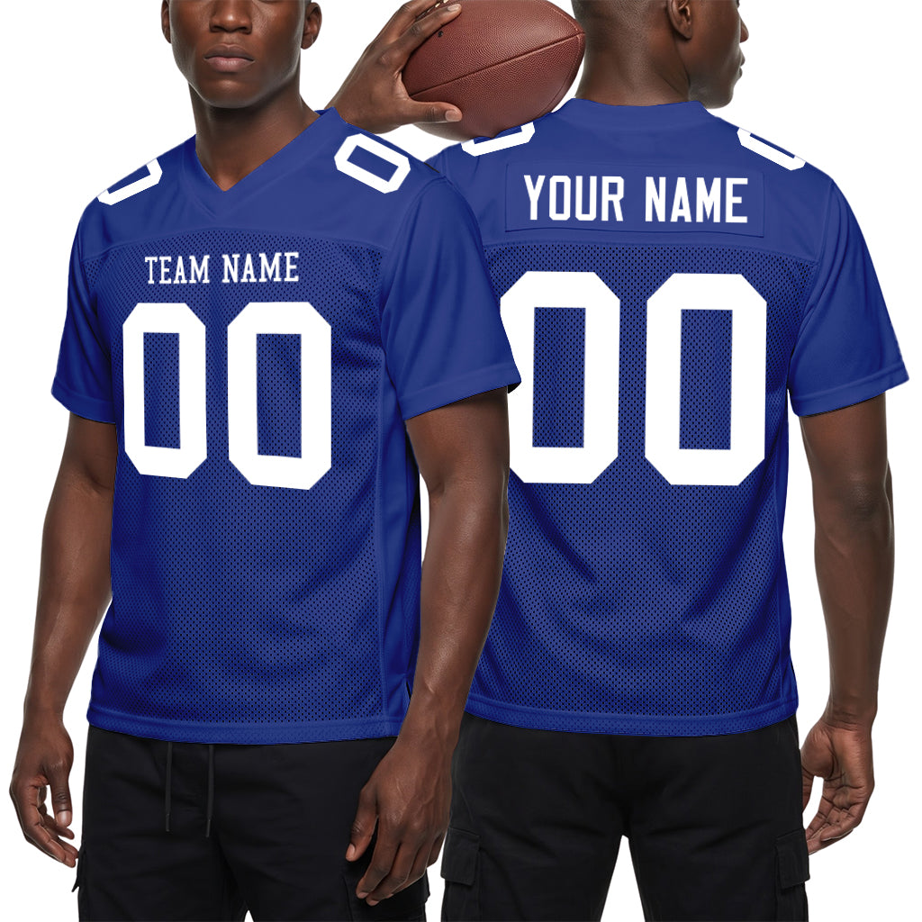 Custom Royal White Mesh Football Jersey