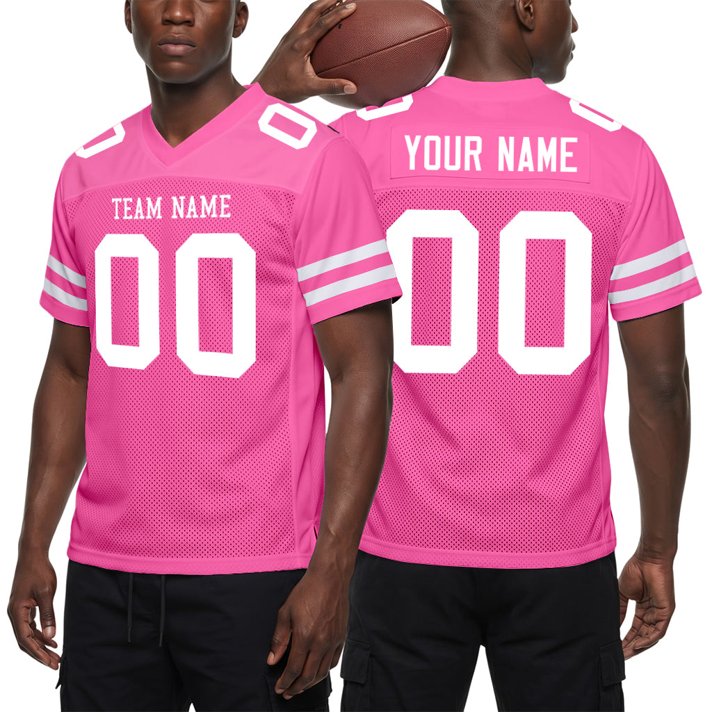 Custom Pink White Mesh Football Jersey