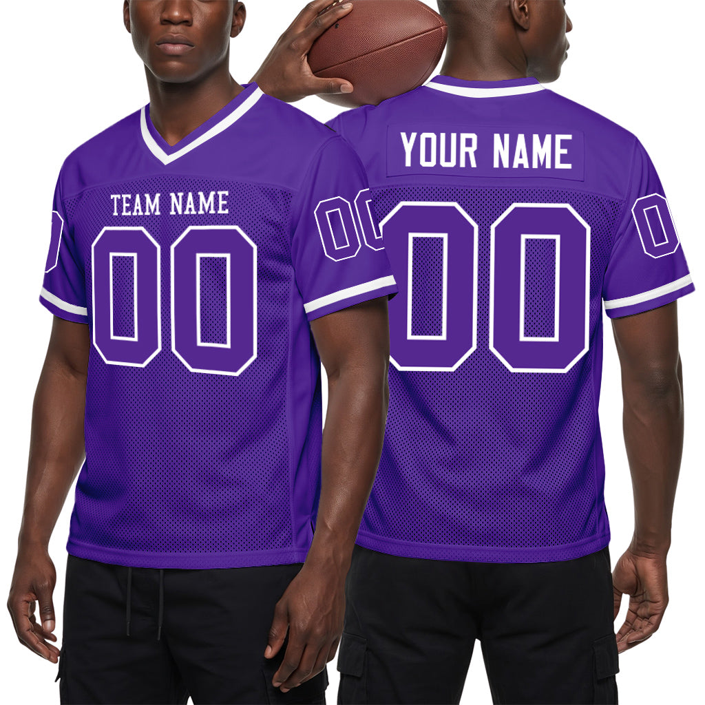 Custom Purple White Mesh Football Jersey