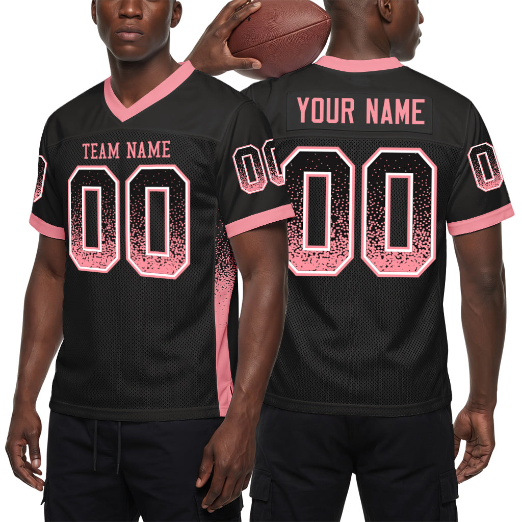Custom Black Medium Pink-White Mesh Drift Fashion Mesh Football Jersey
