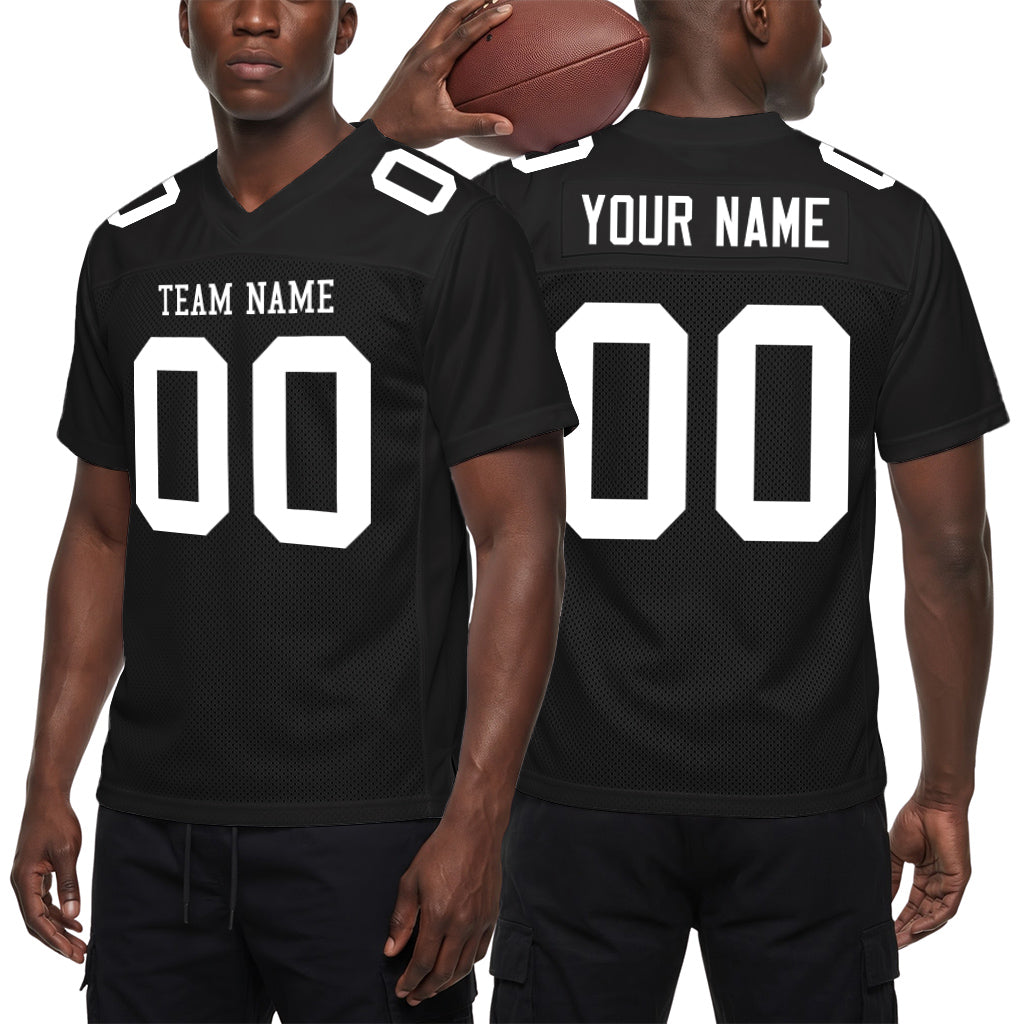 Custom Black White Mesh Football Jersey