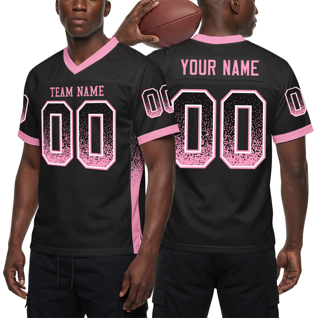 Custom Black Light Pink-White Mesh Drift Fashion Mesh Football Jersey