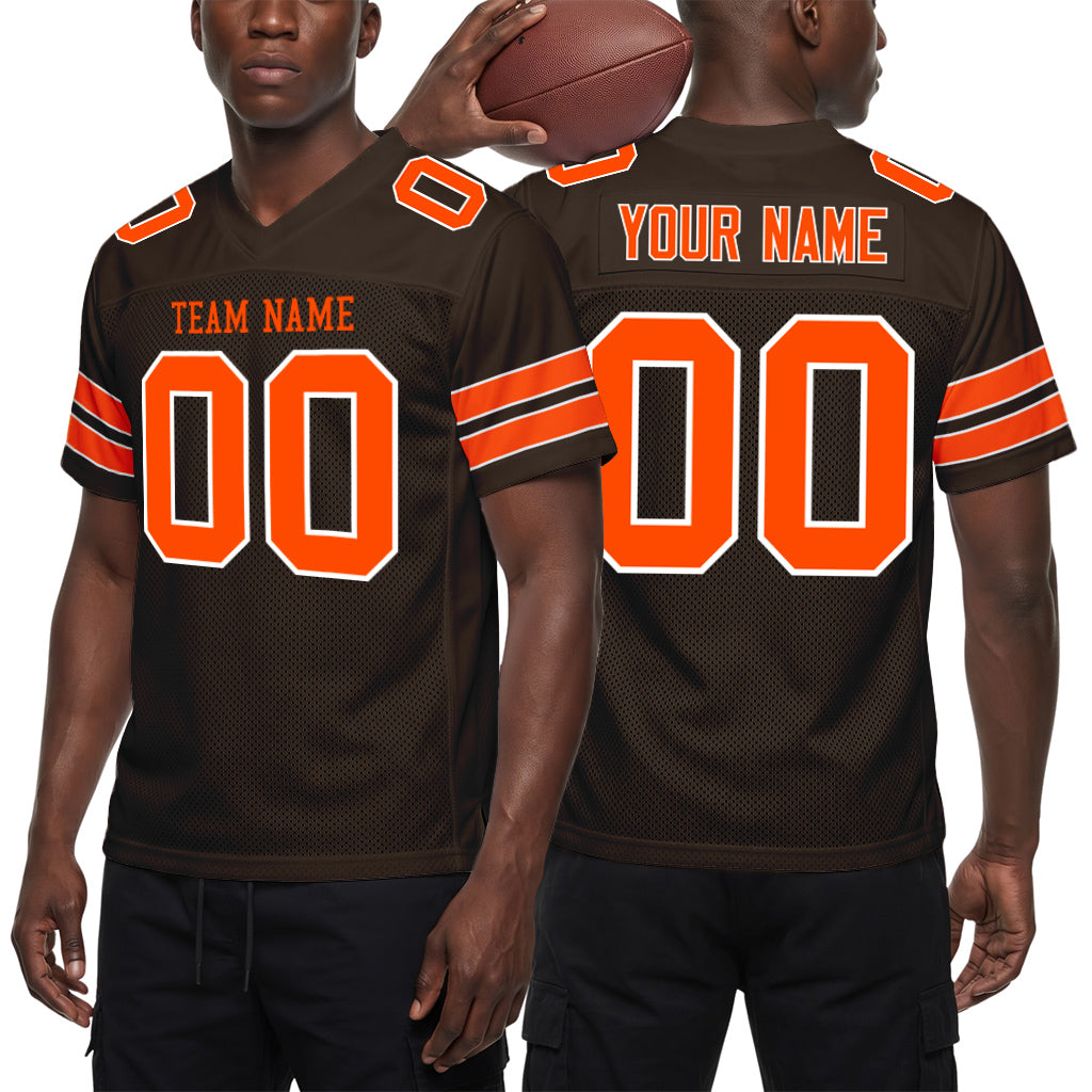 Custom Brown Orange-White Football Jersey
