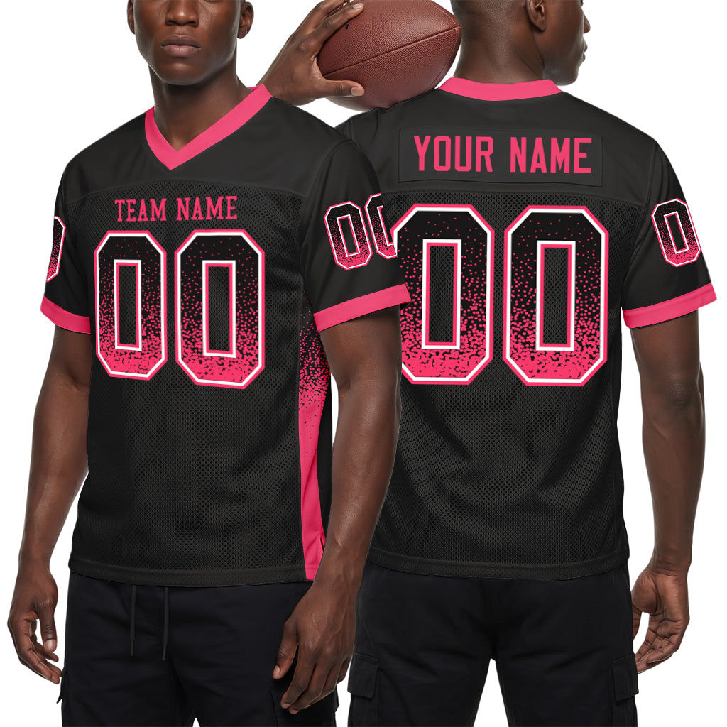 Custom Black Neon Pink-White Mesh Drift Fashion Mesh Football Jersey
