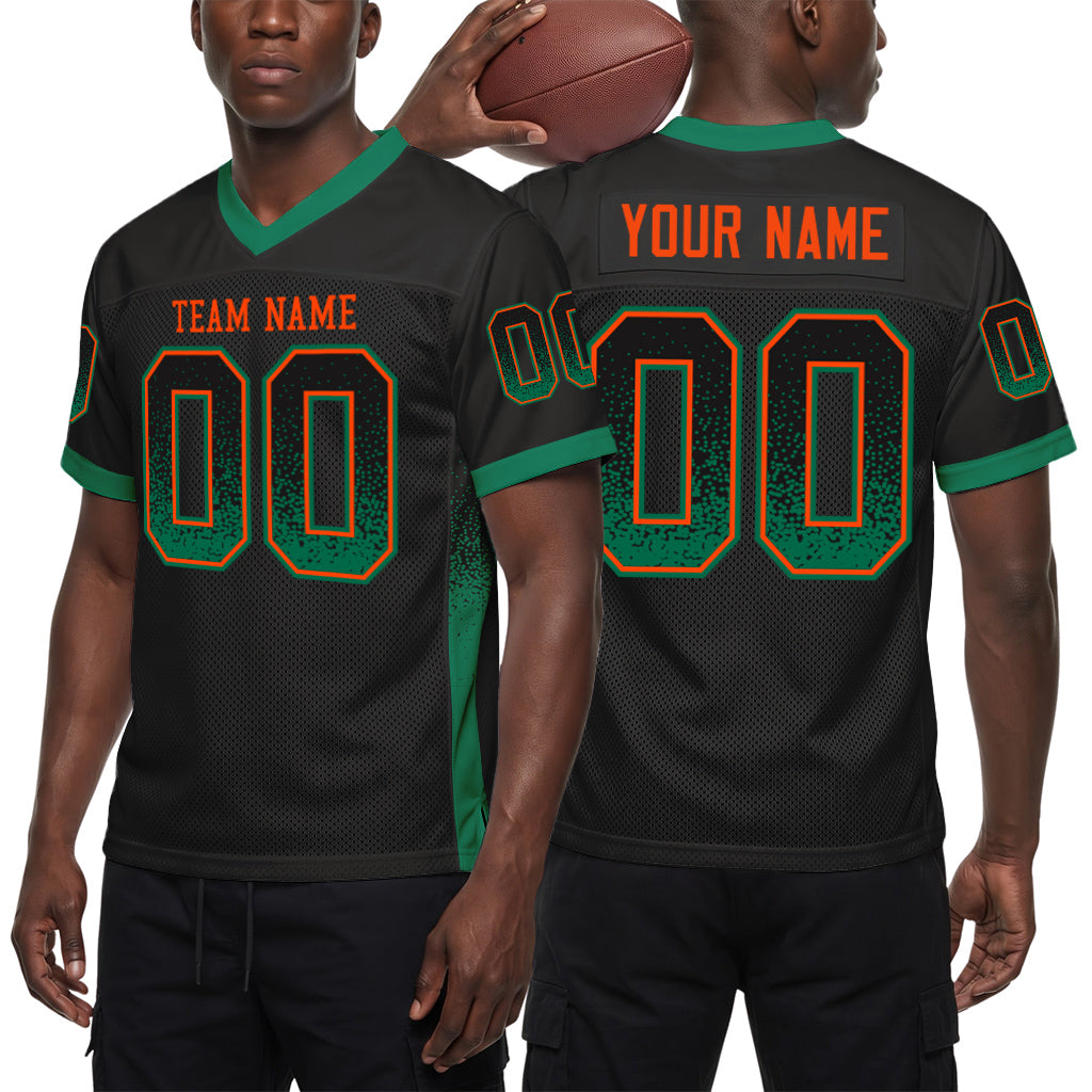 Custom Black Kelly Green-Orange Mesh Drift Fashion Mesh Football Jersey
