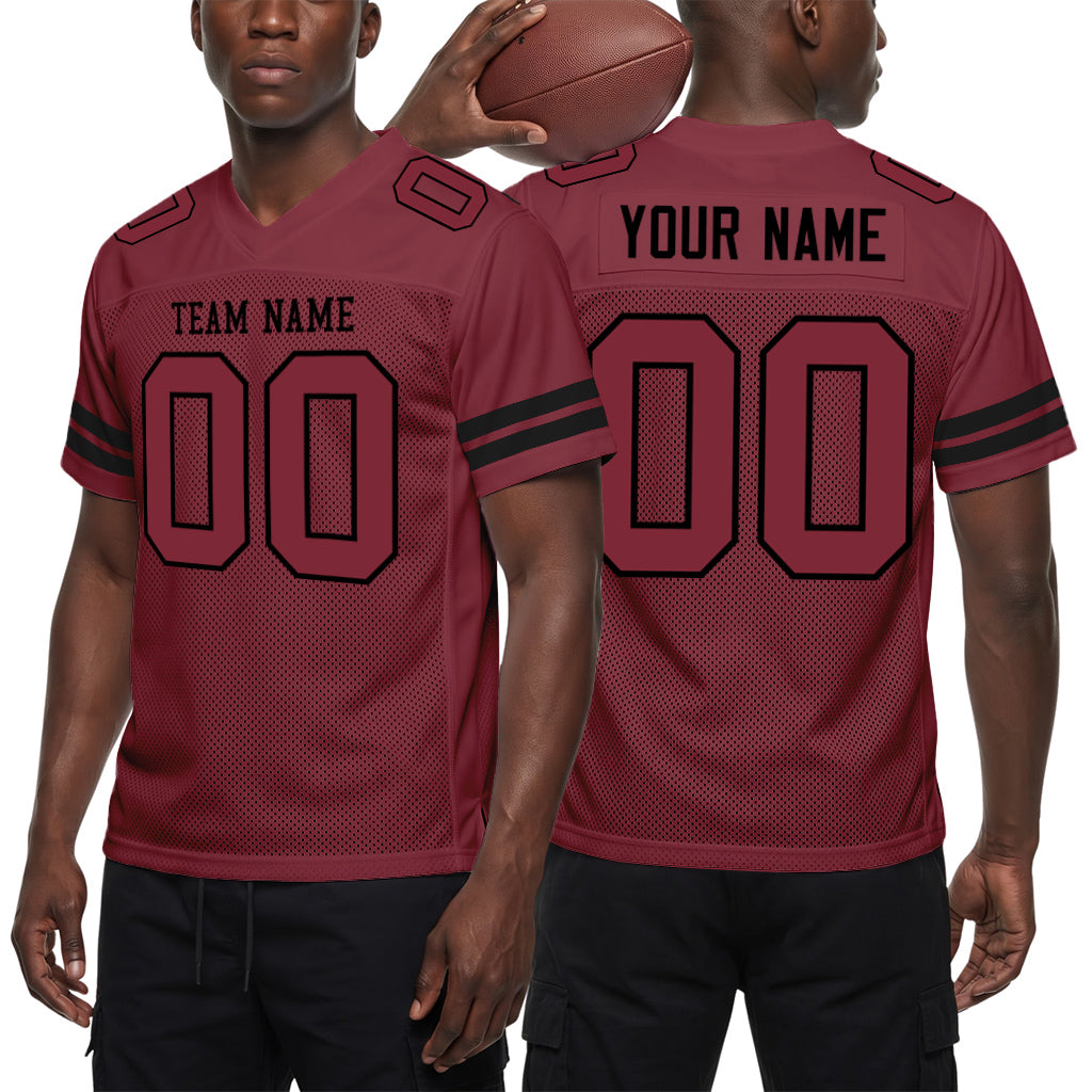 Custom Burgundy Burgundy-Black Mesh Football Jersey