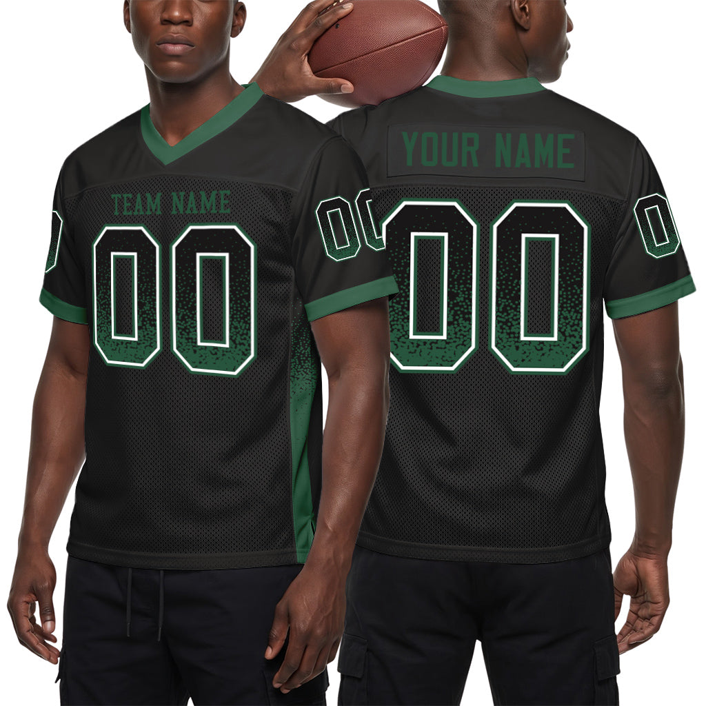 Custom Black Gotham Green-White Drift Fashion Custom Name Mesh Football Jersey