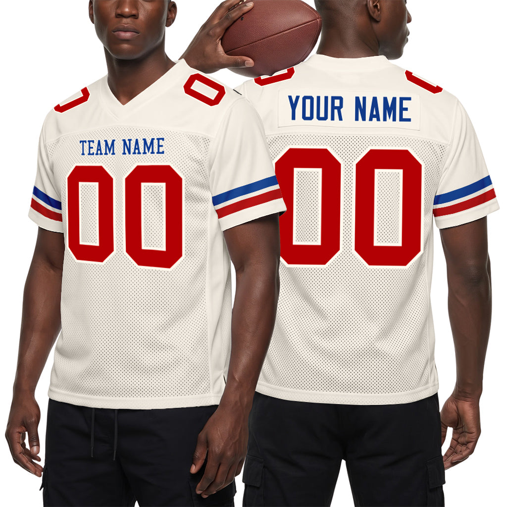 Custom Cream Red-Royal Football Jersey