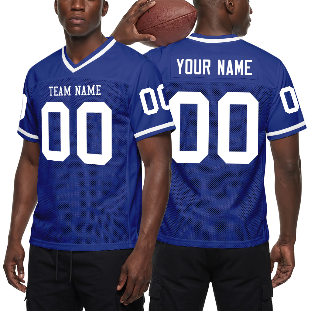 Custom Royal White Mesh Football Jersey