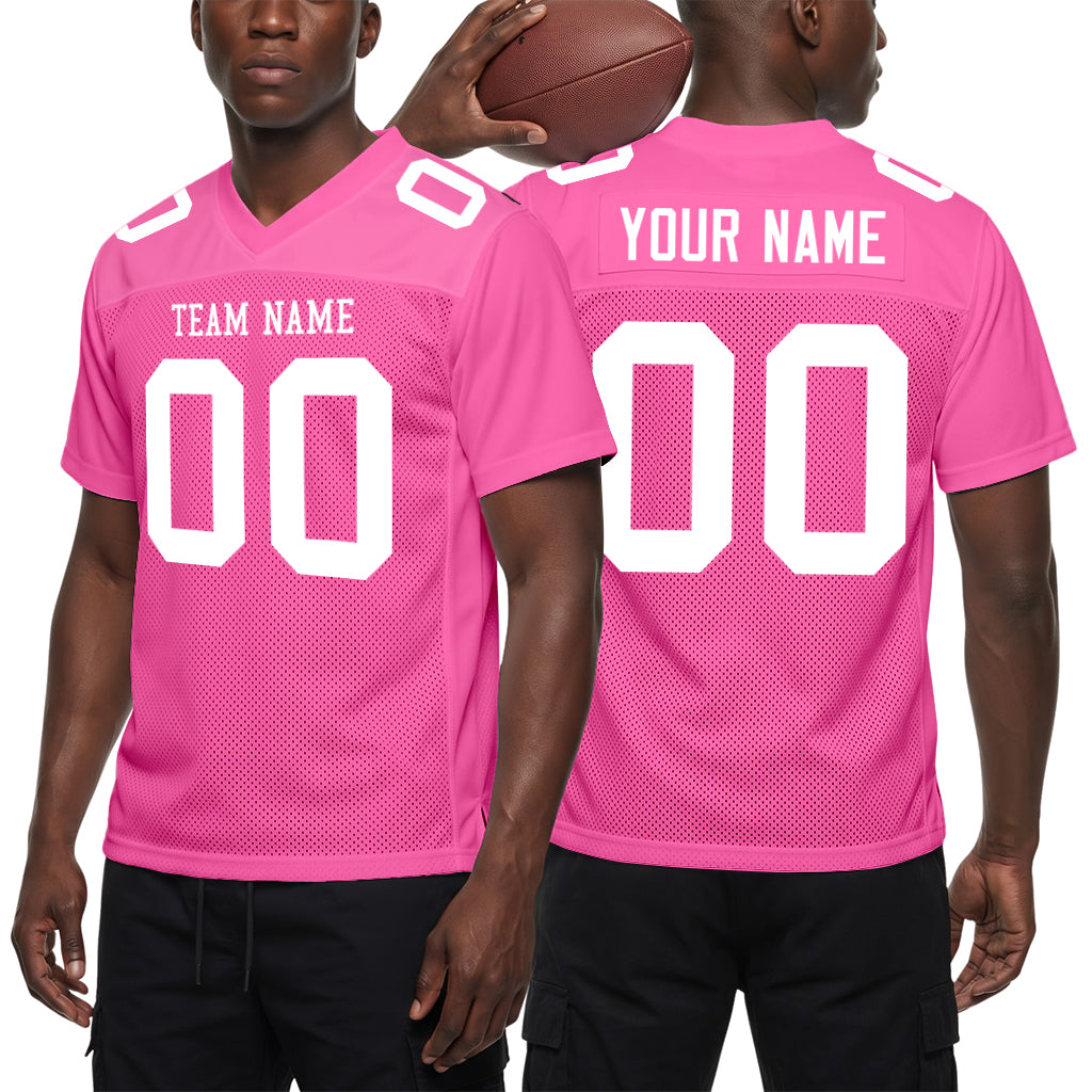 Custom Pink White Mesh Football Jersey