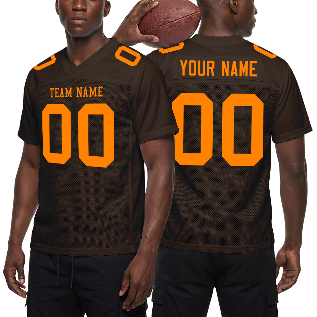 Custom Brown Bay Orange Mesh Football Jersey
