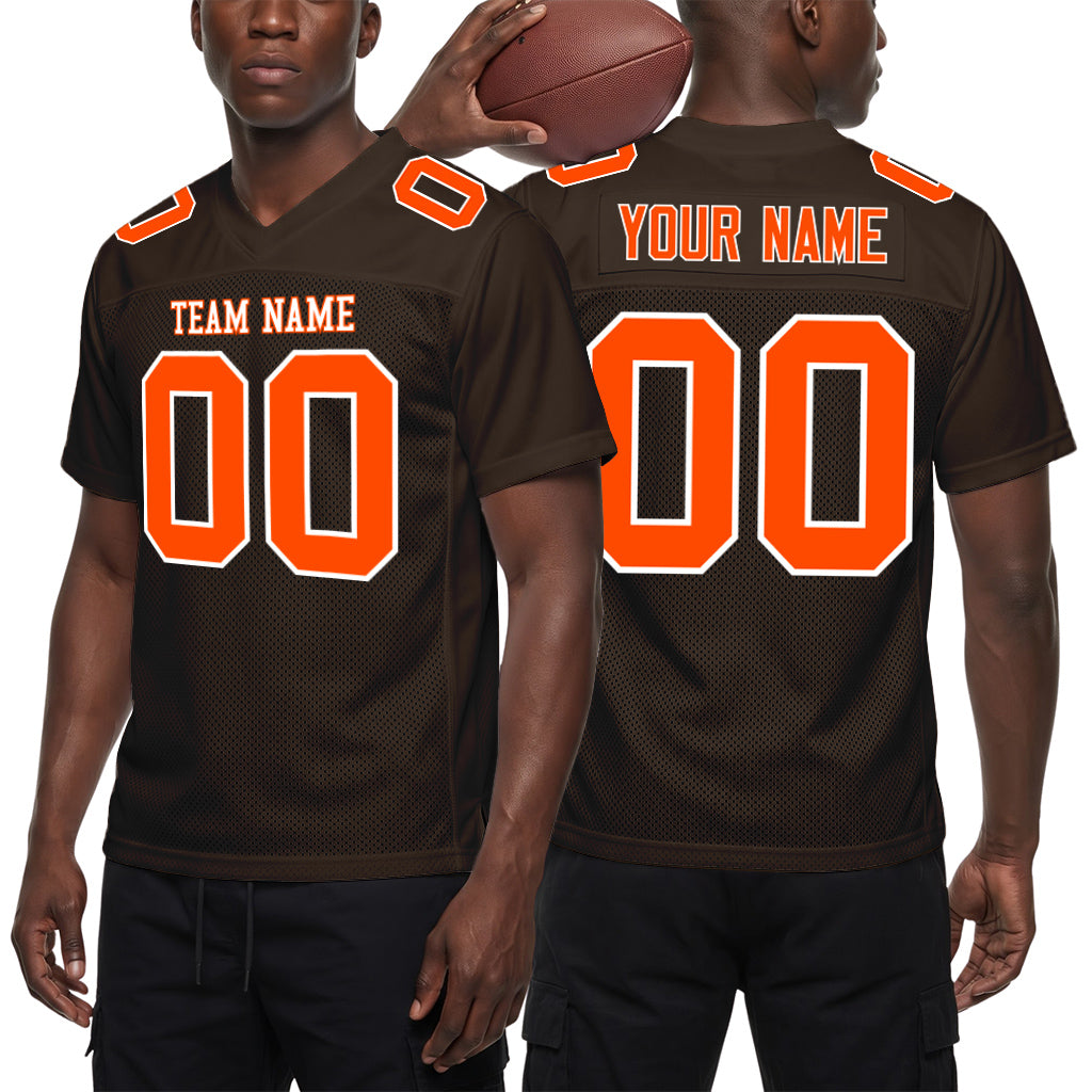 Custom Brown Orange-White Football Jersey