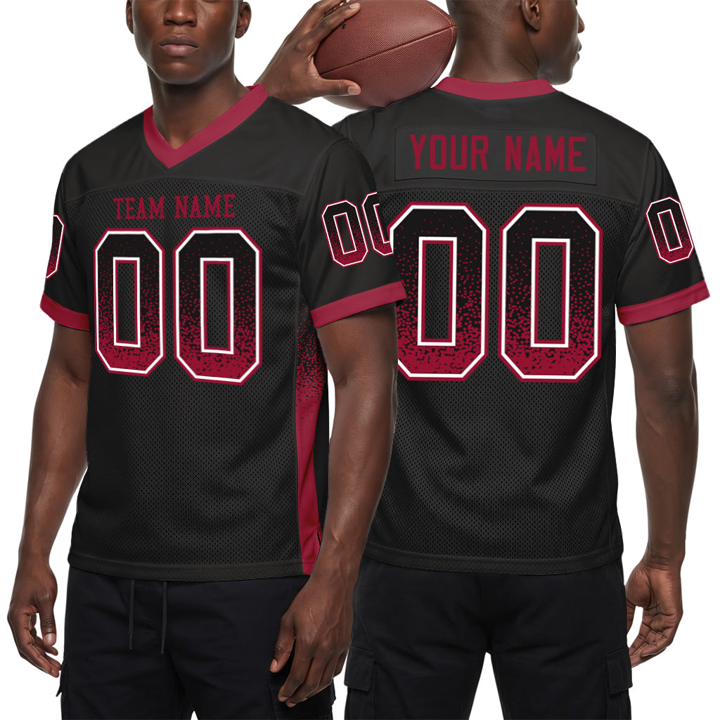 Custom Black Cardinal-White Drift Fashion Custom Name Mesh Football Jersey