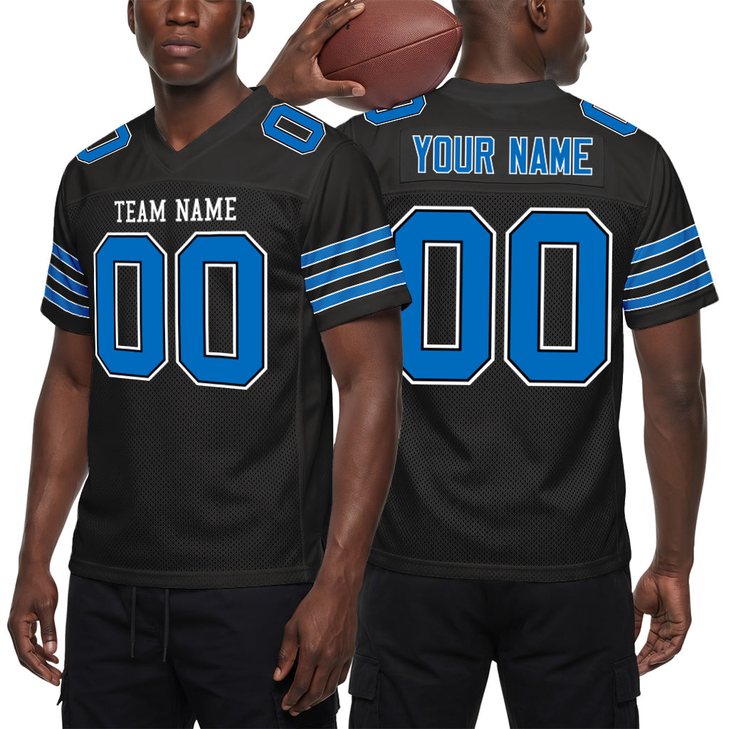 Custom Black Panther Blue-White Custom Name Mesh Football Jersey