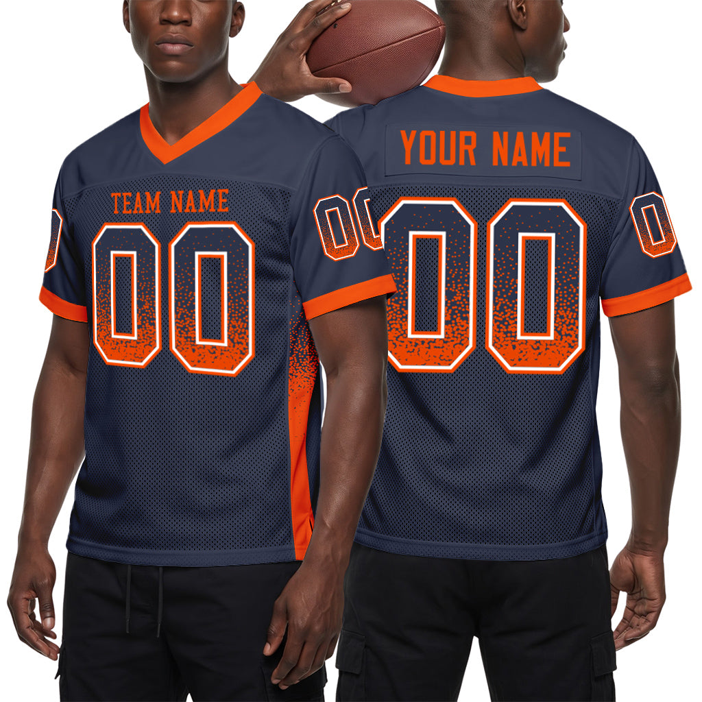 Custom Navy Orange-White Drift Fashion Custom Name Football Jerseys For Men & Women