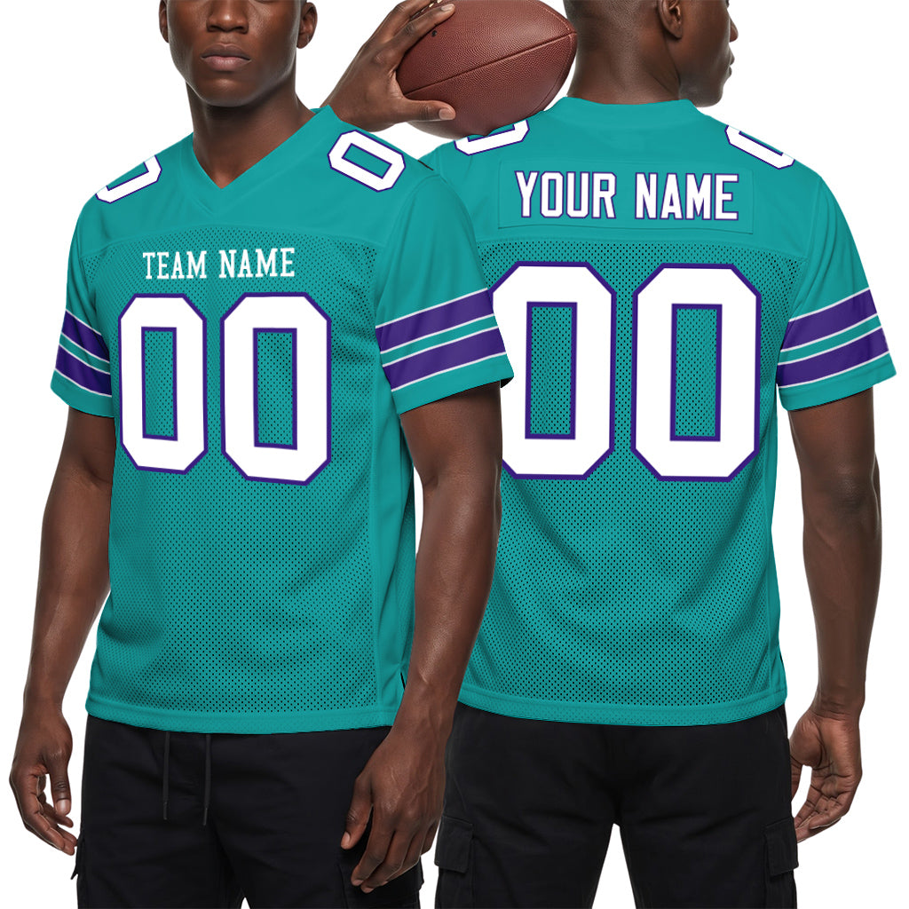 Custom Aqua White-Purple Football Jersey