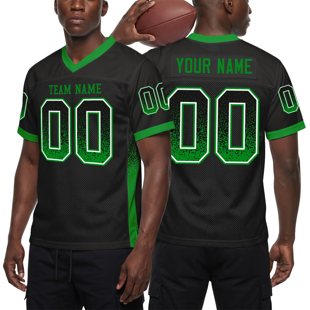 Custom Black Grass Green-White Mesh Drift Fashion Mesh Football Jersey
