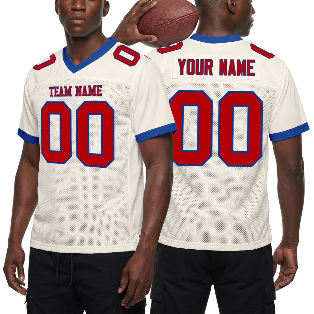 Custom Cream Red-Royal Football Jersey