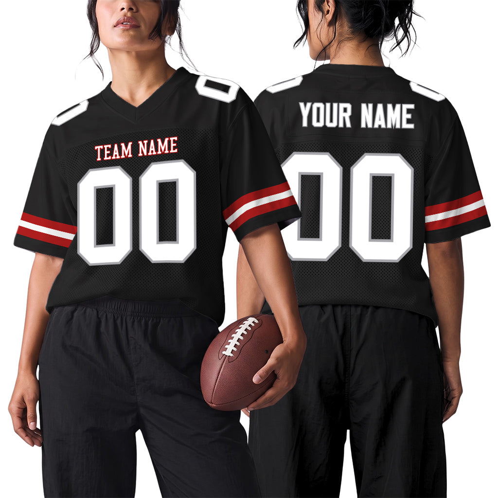 Custom Black White-Gray Mesh Football Jersey For Men & Women