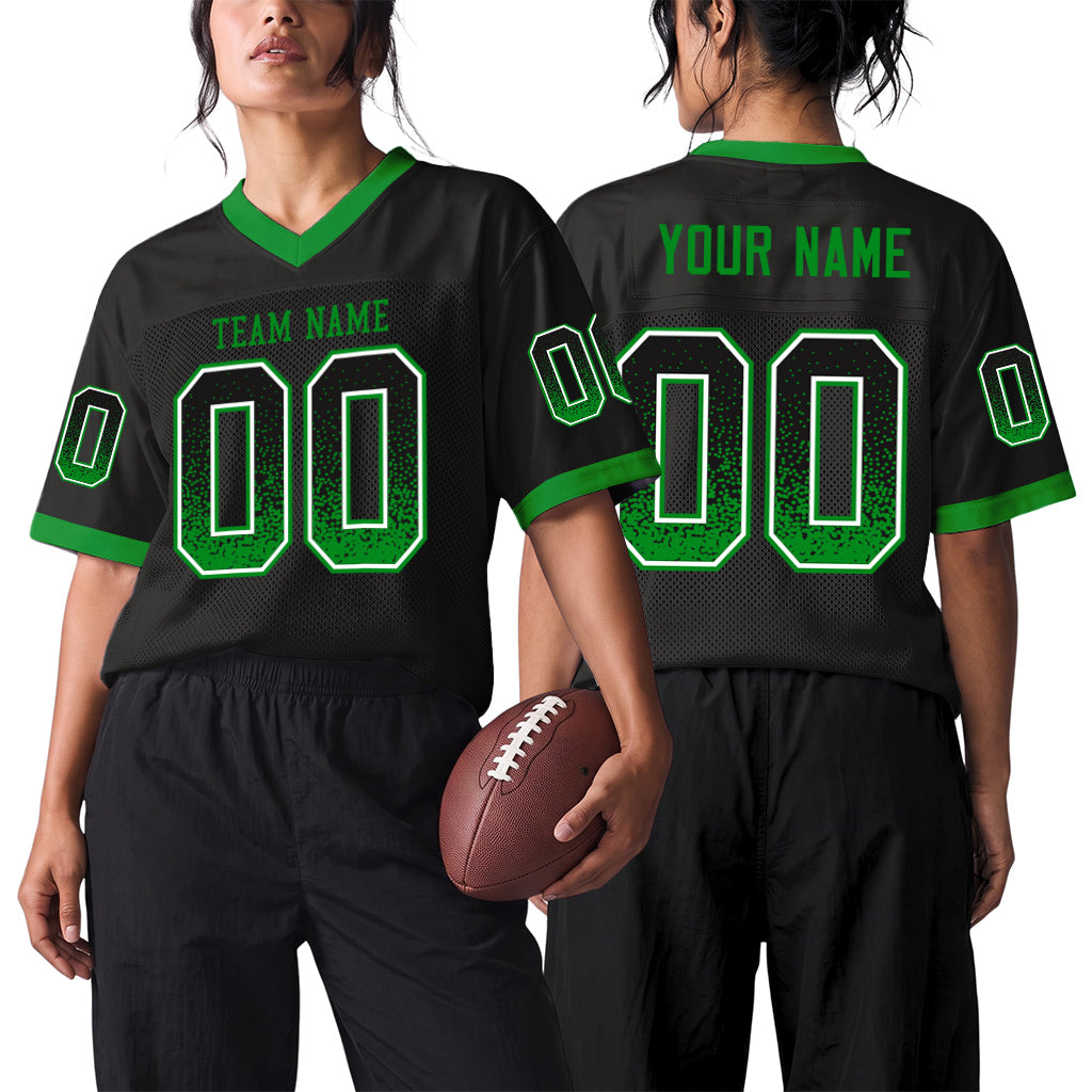 Custom Black Grass Green-White Mesh Drift Fashion Mesh Football Jersey