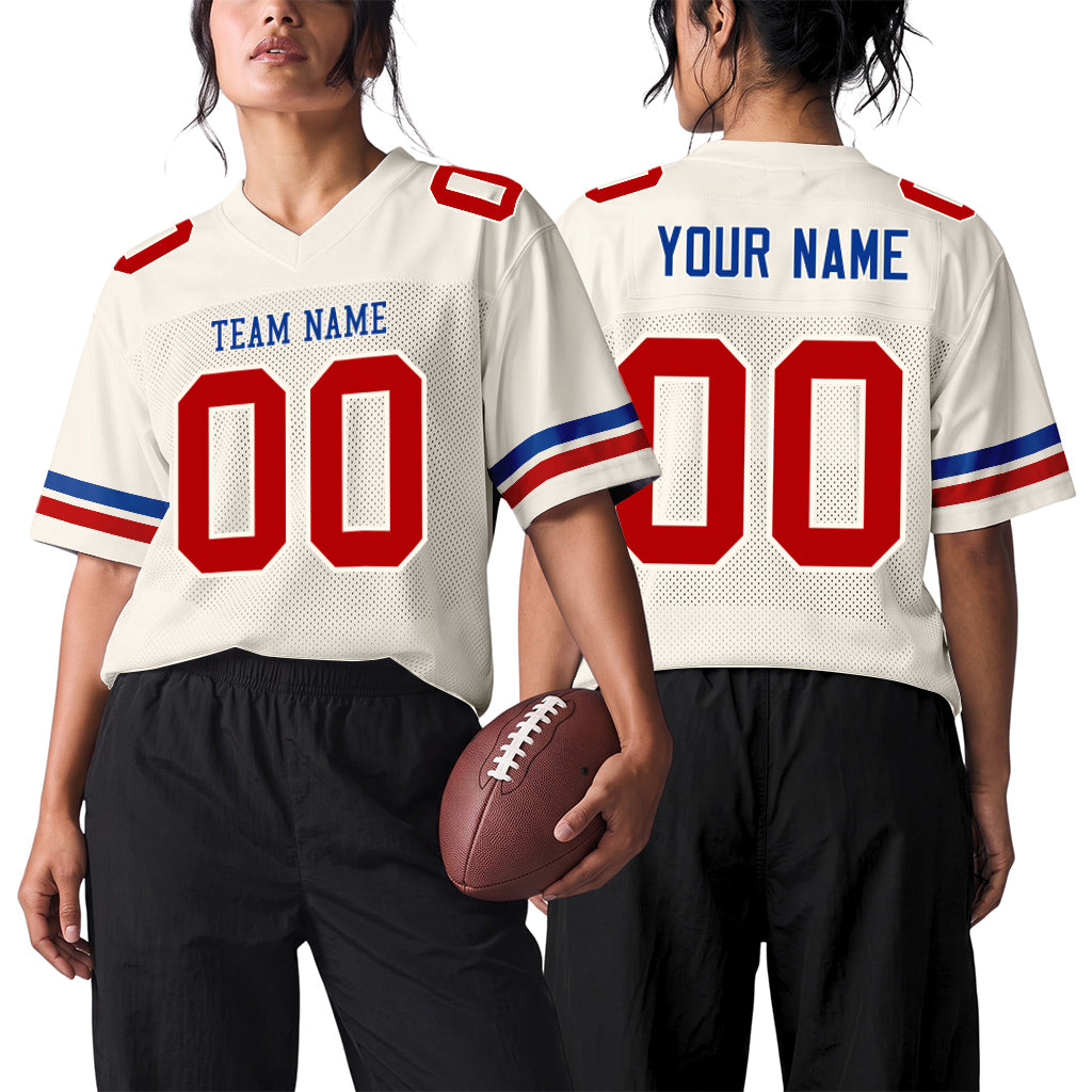 Custom Cream Red-Royal Football Jersey