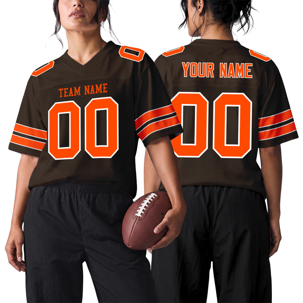 Custom Brown Orange-White Football Jersey