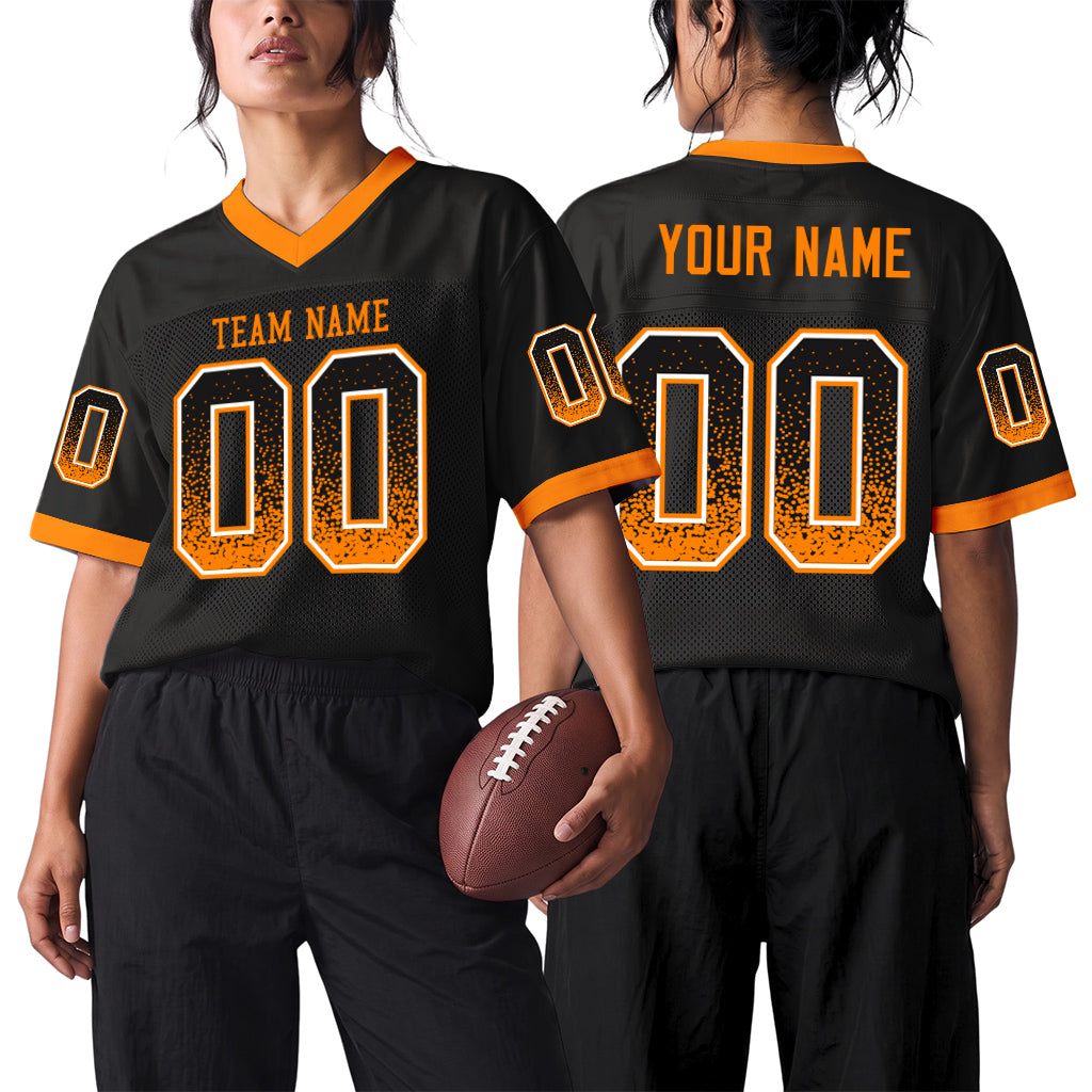 Custom Black Bay Orange-White Mesh Drift Fashion Mesh Football Jersey